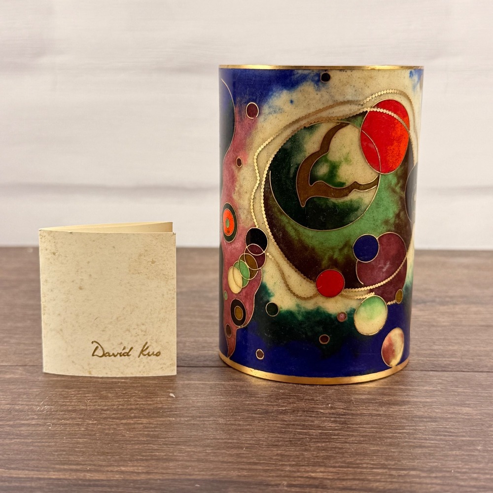 David Kuo Champleve Cloisonne Enamel Vase Rubin Collection Abstract Celestial